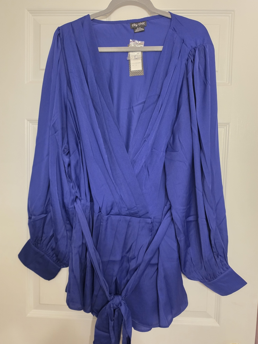 City Chic Royal Blue Wrap Blouse